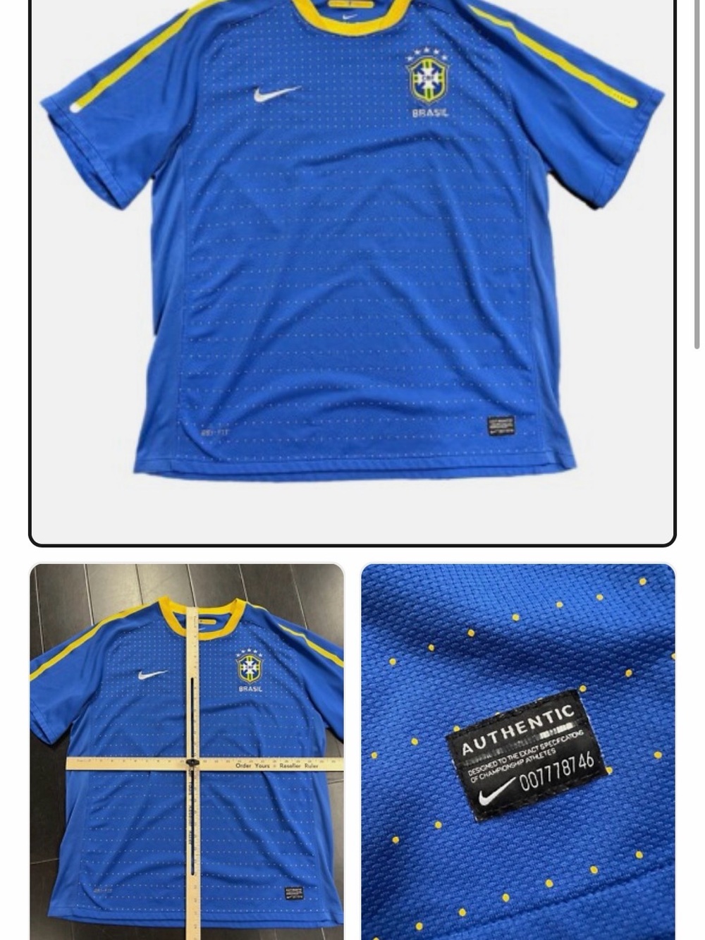 Nike Brasil Soccer Football Brazil MLS Blue Jersey Adult Size XL
